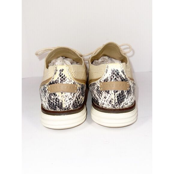 Cole Haan Original Grand Beige Lace Up Loafers Faux Snake Print Womens 10 B - Picture 8 of 16